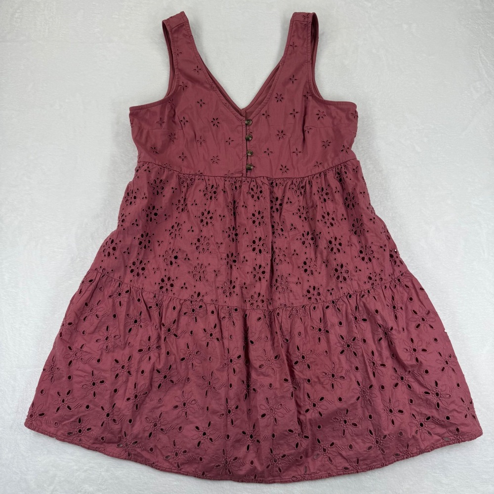American Eagle Womens Mauve Pink Eyelet‎ Tiered Mini Dress Size Medium NWT 5340